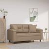 VidaXL 2-seater Sofa with Pillows Cappuccino 120 Cm Faux Leather, Sofa, Loveseat, Living Room Sofa, Sofas, Sofa 3200987