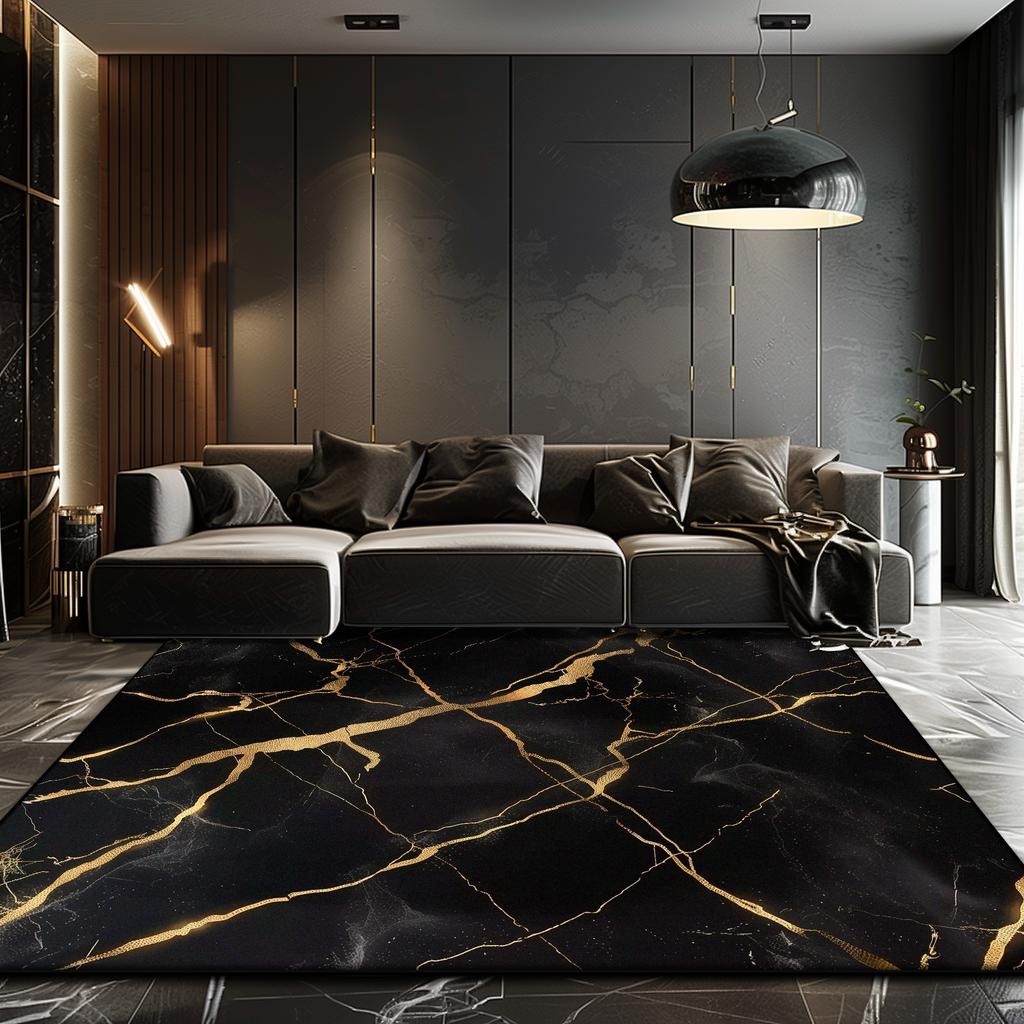 Черный Золотой Мрамор Ковер для Гостиной Роскошное Украшение Дома Большая Площадь Мягкие Ковры Холл Спальня Прикроватный Пушистый Противоскользящий Коврик