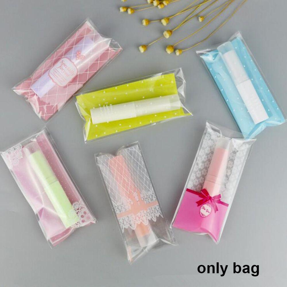100pcs/lot Cute Bow Self-Adhesive Party Supplies Plastic Pocket OPP Bags Lipstick Bag Gift Packages