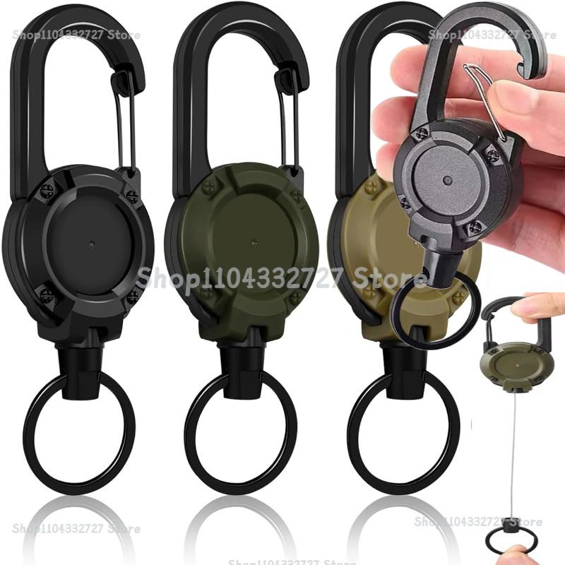 1/2/4pcs Extendable Retractable Holders Keychain Badge Reels Heavy Duty Clip with Carabiner Key Chain for Men Outdoor Bags