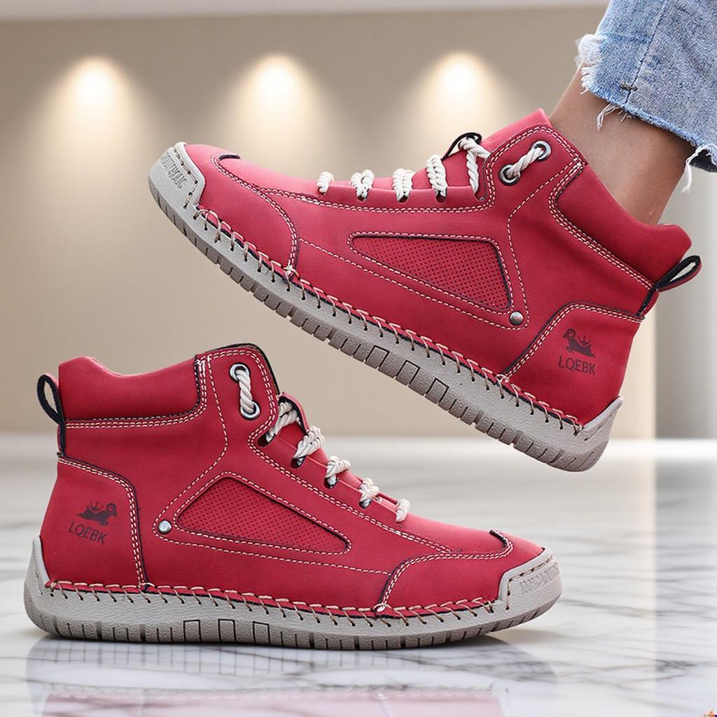 Fashion Short Boots Men Leather Sports Shoes with Handmade Stitching Design 2025 Women's Retro Loafers Suitable for Street Casual Style