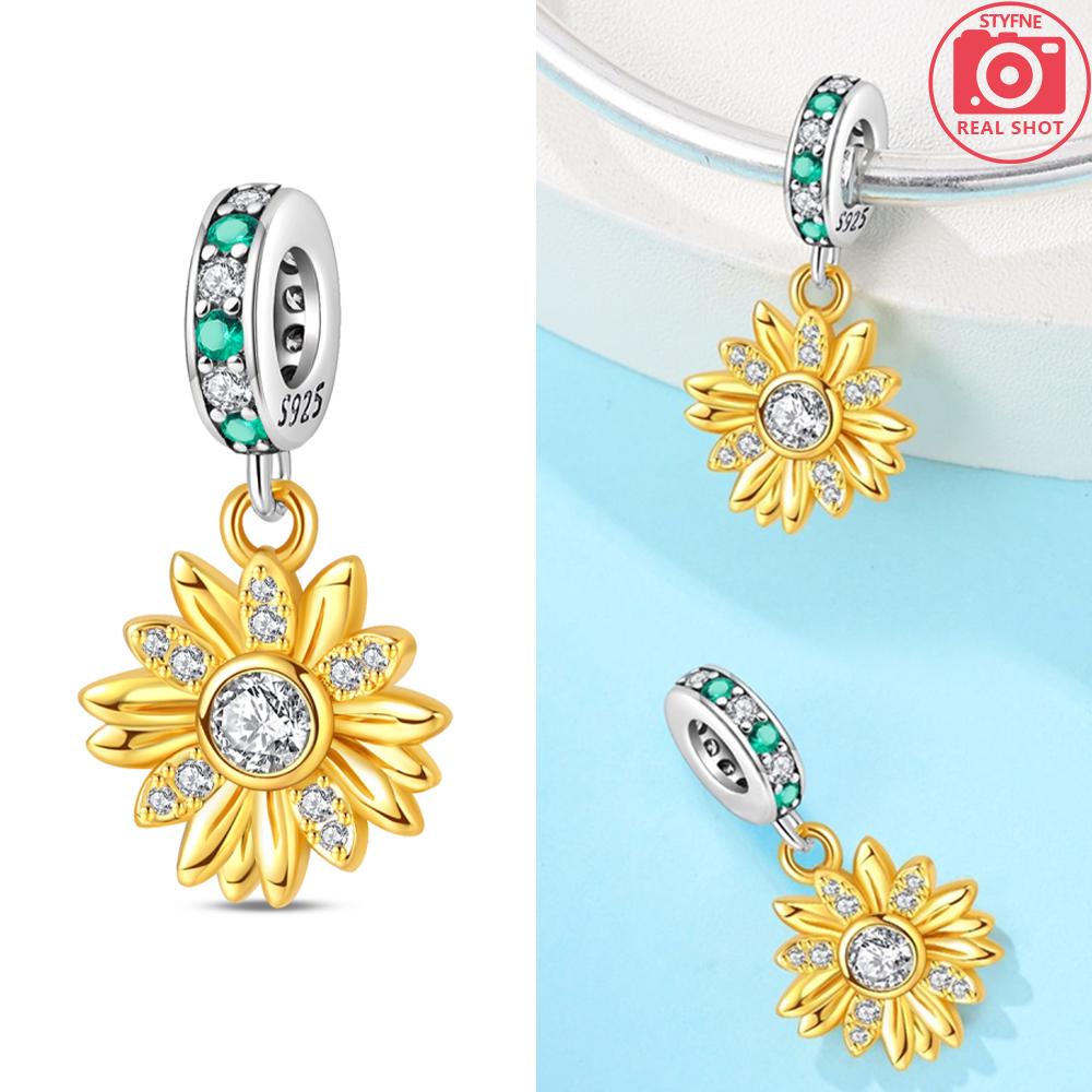 Gold Diy Charms Beads Inlaid Zircon Original Copper Sun Leopard Pendants Fit Bracelet Diy Jewelry Women Gift