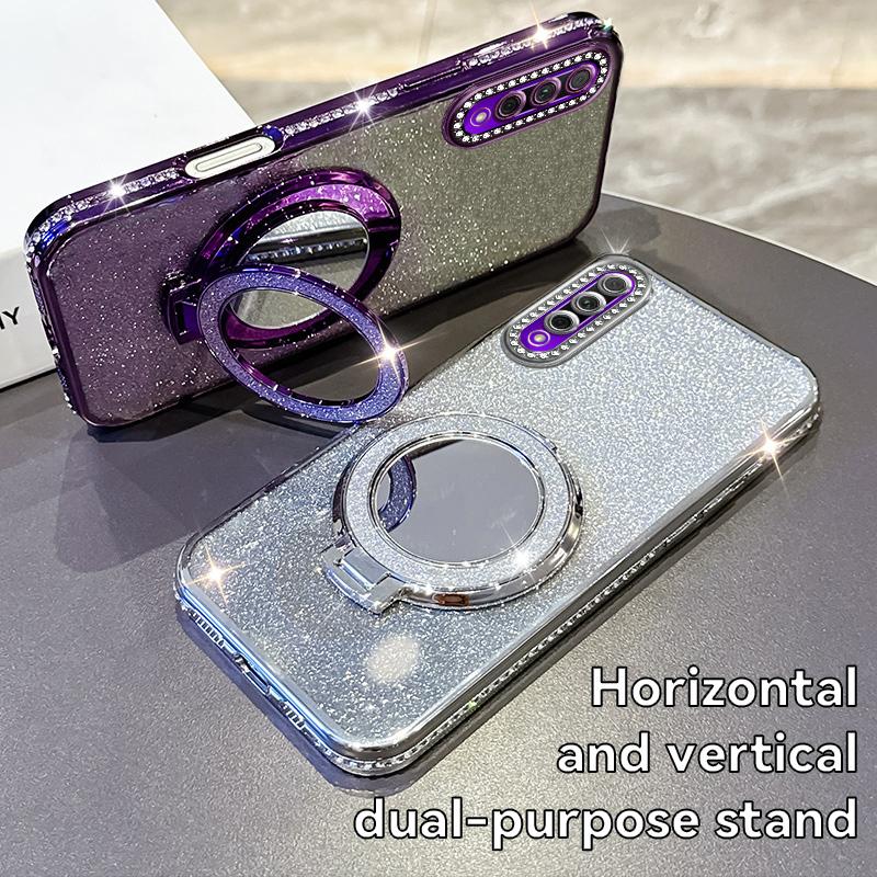 Plating Diamond Glitter Bling Case For Honor 90 Lite X6 X8 9X Pro X50I X60 Pro Lens Protection Shockproof Bracket Cover Capa