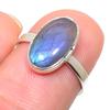Кольцо из чистого серебра 925 пробы с натуральным лабрадоритом ручной работы S.6.5 h5q98