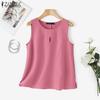 ZANZEA Женские повседневные летние майки без рукавов с круглым вырезом