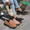 Women Suede Platform Loafers Chunky Heel Retro British Style Casual Shoes