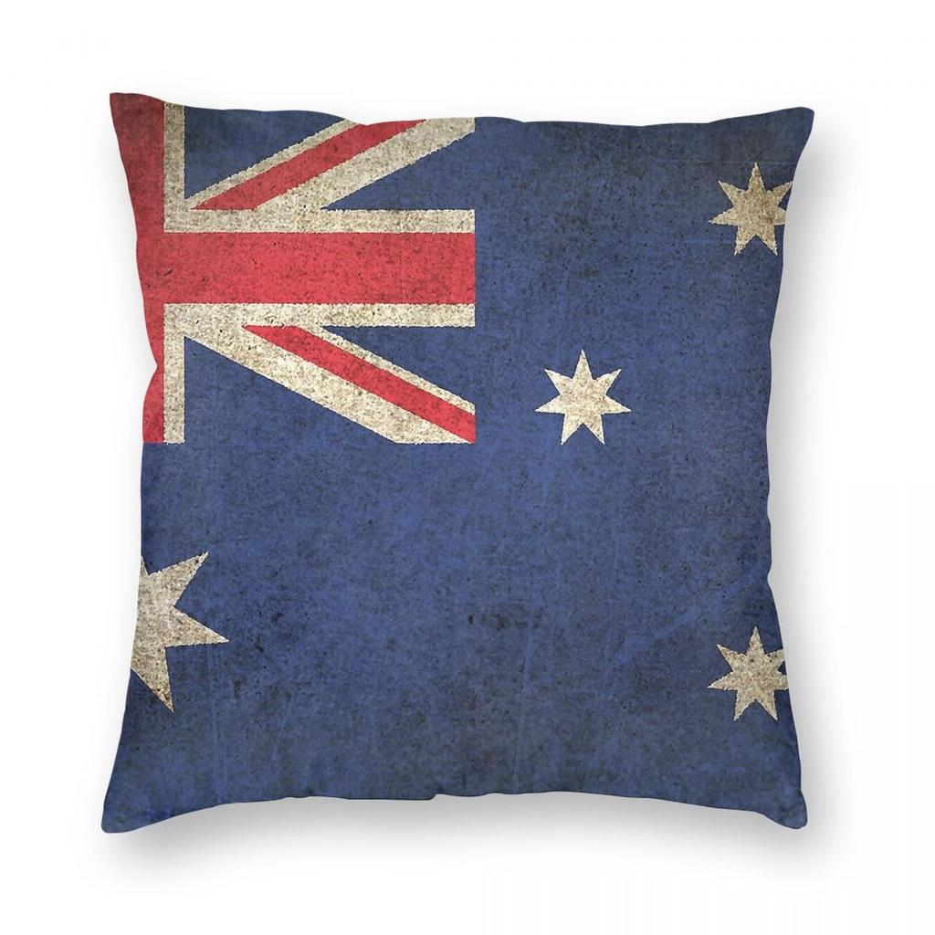 Worn Distressed Flag Of Australia Square Pillowcase Polyester Linen Velvet Pattern Zip Decorative Pillow Case Home Cushion Cover
