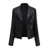 Women's String Quilted Shoulder Oblique Zip Moto Pu Leather Biker Jacket
