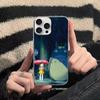Милый Чехол-Тотторо Серебристый Градиент Плиссированный Волна Воды для IPhone 17 16 15 14 13 12 11 Pro Max