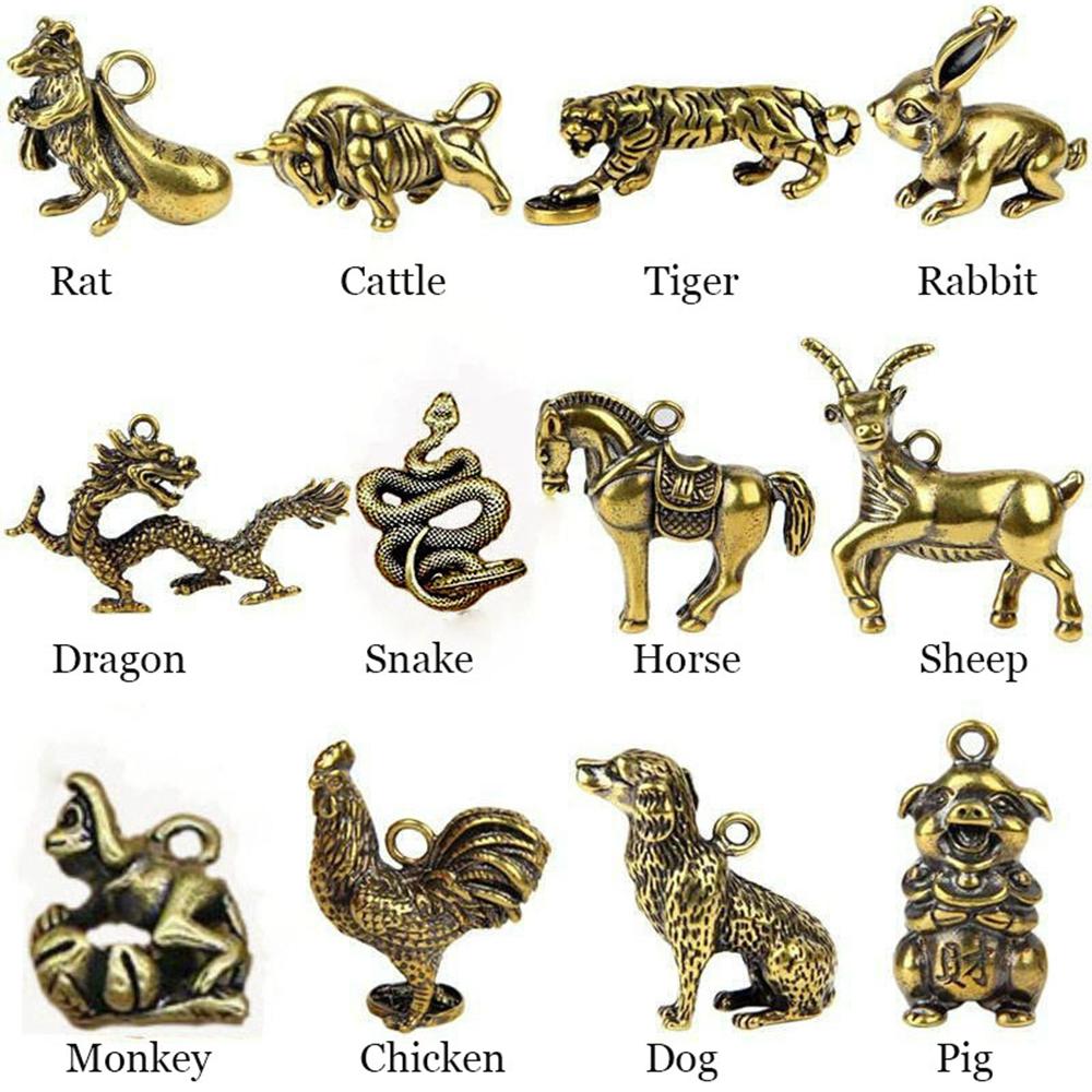 Car Ornaments Bull Ornament Sculpture Key Pendant Copper Miniatures Figurines Keychain Accessories