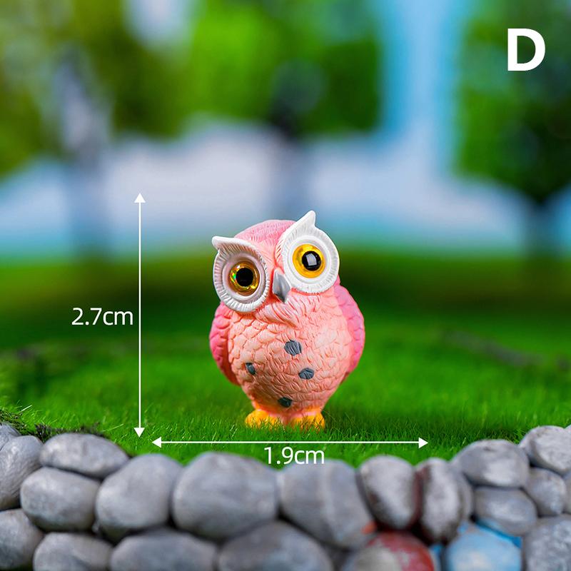 Mini Resin Animal Owl Figurines Micro Landscape Car Dashboard Home Desktop Ornaments