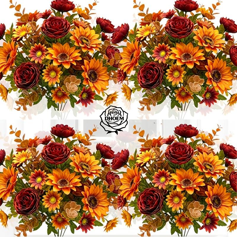 4pc Artificial Peony Sunflower Floral Decoration DHOEM Autumn Plastic