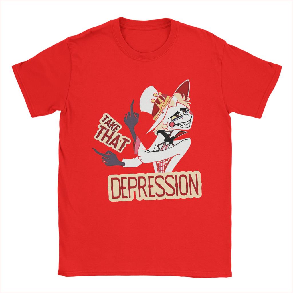 Крутые футболки Take THAT Depression Lucifer Hazbins Hotels Мужские футболки с круглым вырезом из хлопка Футболки с коротким рукавом Подарочные топы