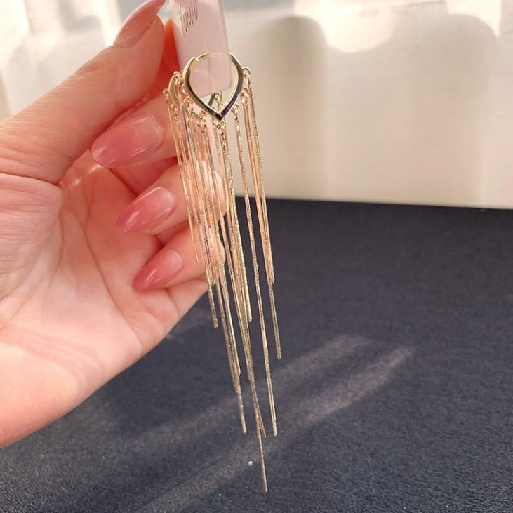 925 Silver Needle Korean Fashion Long Chain Tassel Earrings For Women Metal Earing Jewelry Trending Women's Drop Earrings