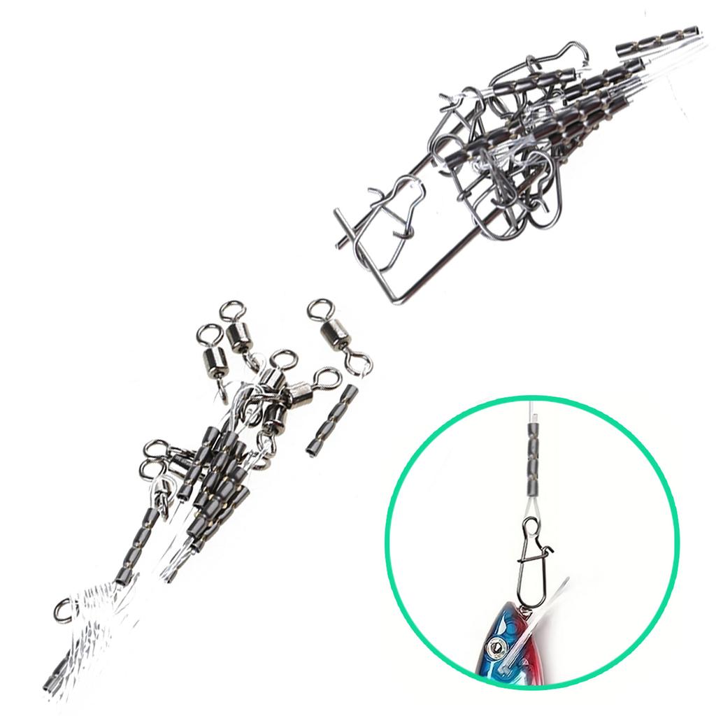 Набор флюорокарбоновых поводков для морской и пресноводной рыбалки. Поводковая леска с вертлюжком и застежкой. Флюорокарбоновые рыболовные поводки