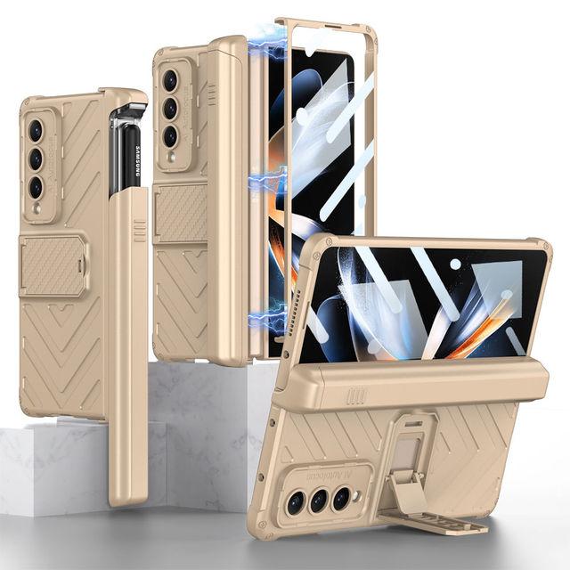 Магнитный складной защитный чехол-ручка для Samsung Galaxy Z Fold 4 5g с регулируемым кронштейном, полная защита от падения