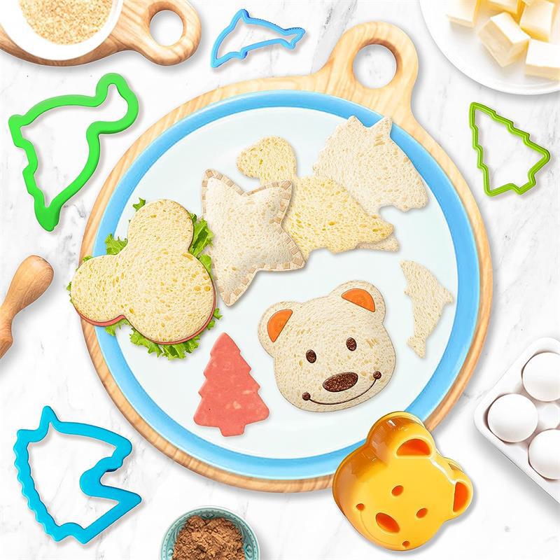 45-Piece Sandwich Cutter Set, Bear Bread Embosser, Cartoon Fruit Stamper & Cookie Mold, Stainless Steel