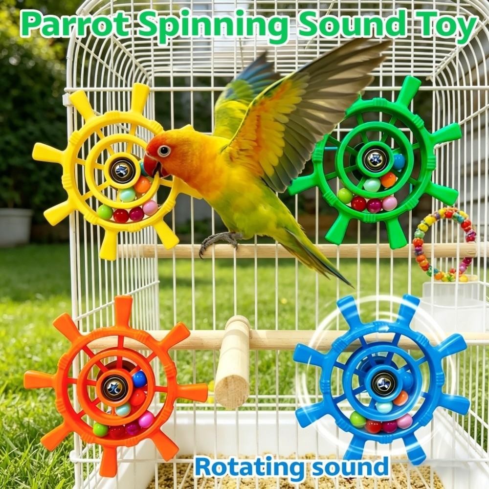 Bite Resistant Interactive Spinning Wheel Rudder Shaped Parrots Rotating Toys Entertainment