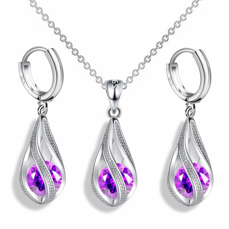 Новые S925 штамп серебряные женские серьги-капли с геометрическим кулоном в форме капли воды высокое качество циркониевые серьги наборы для женщин ювелирные изделия, подарки