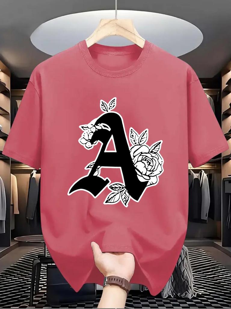 New trendy men's personalized letter printed breathable and comfortable round neck T-shirt summer outdoor casual high street top