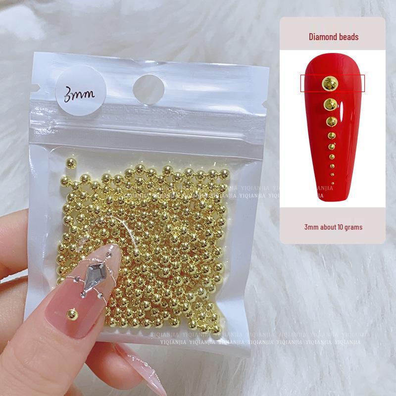 Золотые и Серебряные Стальные Бусины для DIY Маникюра, Мини 0,4 мм, Круглые Бусины Большого и Малого Размеров