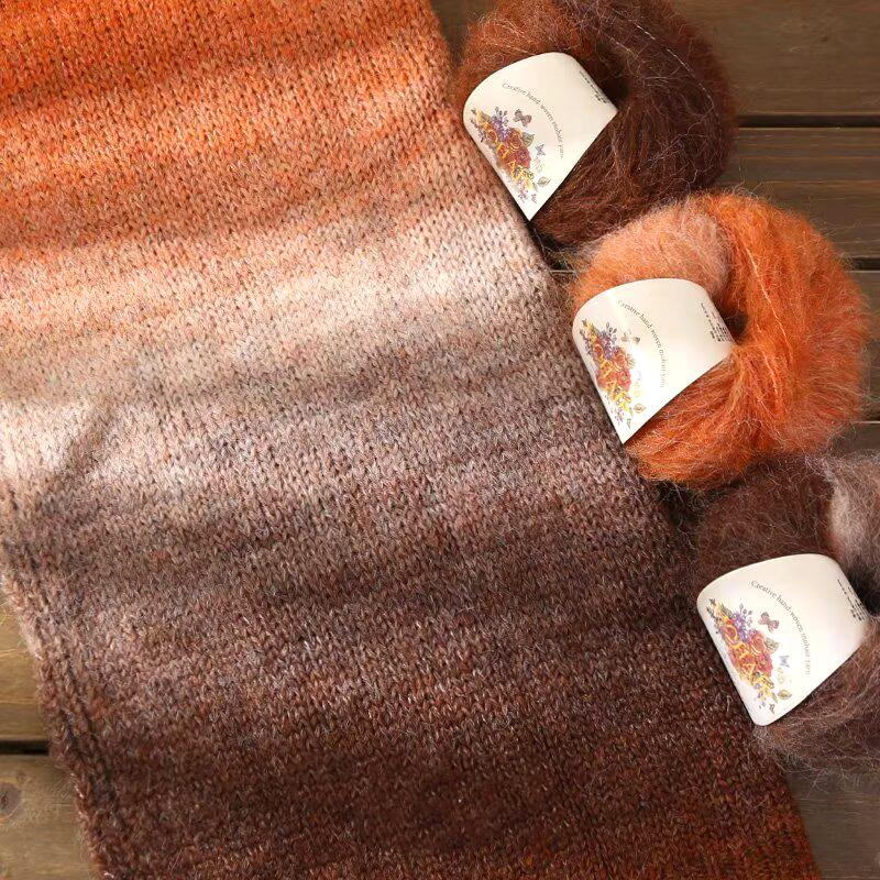 25g Multi-Color Mix Knitting Scarves Mohair Weaving Mixed Yarn DIY Long Wool Yarn Comfortable Knitting Fluffy Multicolor
