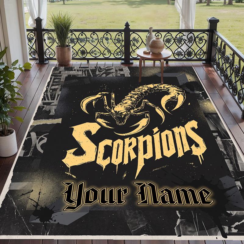 Custom Text Printed Rug Scorpions Non Slip Floor Carpet For Home Room Decor