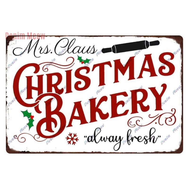 Retro Merry Christmas Metal Wall Decor Vintage Christmas Bakery Metal Sign for Gift Bar Club Cafe Room Decoration WY