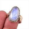 Кольцо с натуральным радужным лунным камнем, двухцветное, из стерлингового серебра 925 пробы, размер 9 R5S81