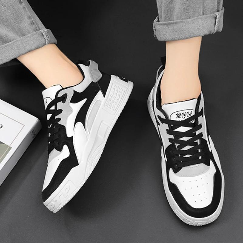 Новые осенние мужские кроссовки, мужская удобная обувь на платформе, тренд 2024 года, вулканизированная обувь на шнуровке, белые повседневные кроссовки Zapatillas