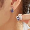 Stunning Natural Iolite Blue Mystic Triangle Silver Clip Ring Earring Set for Women Engagement Party Luxury Designer Gift