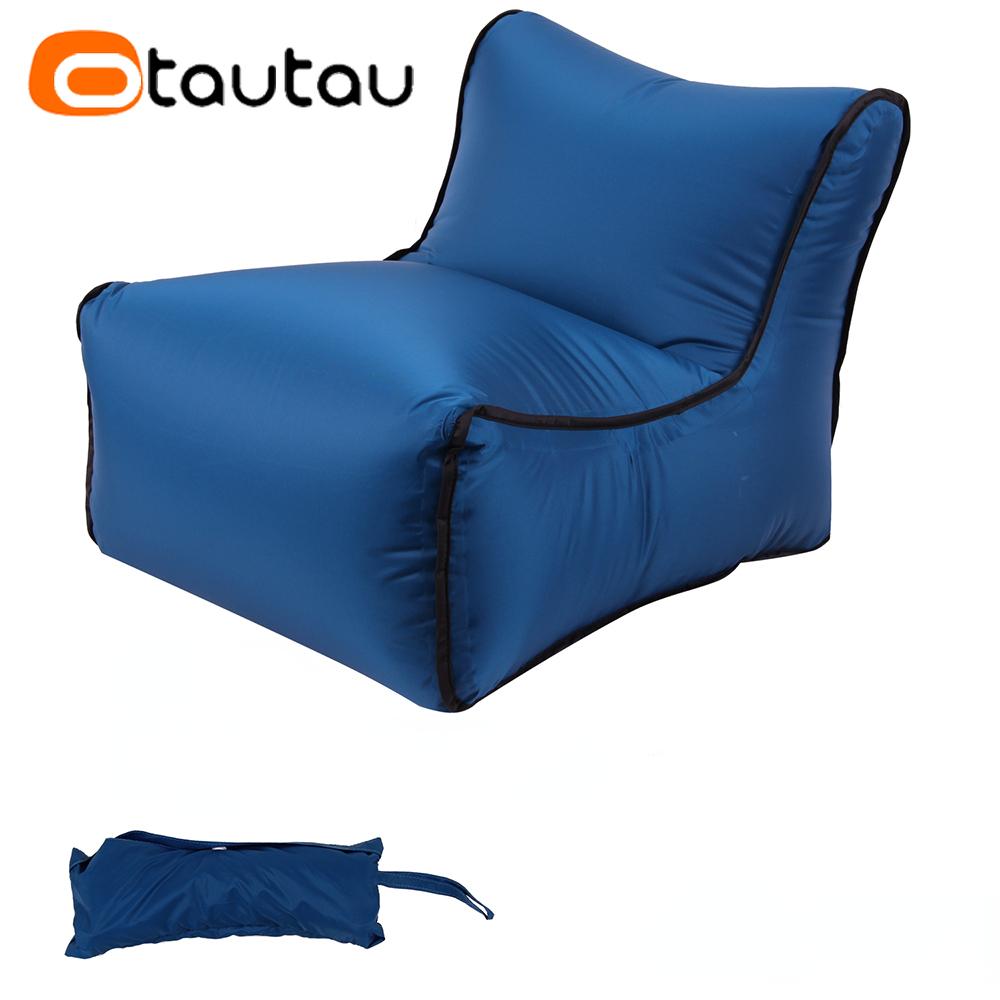 OTAUTAU Outdoor Small Portable Inflatable Chair Camping Ottoman Stool Sports Space Saving Furniture Frameless Adults Kids SF108