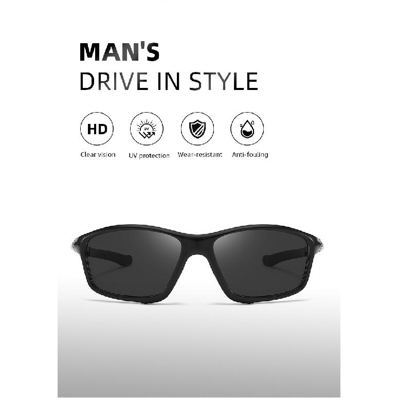 Outdoor cycling glasses, sports sunglasses, men's polarized sunglasses, fishing square-frame driving sunglasses