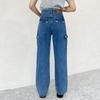 Mizqz Men Vintage Three Pocket Wide Cargo Denim Pants