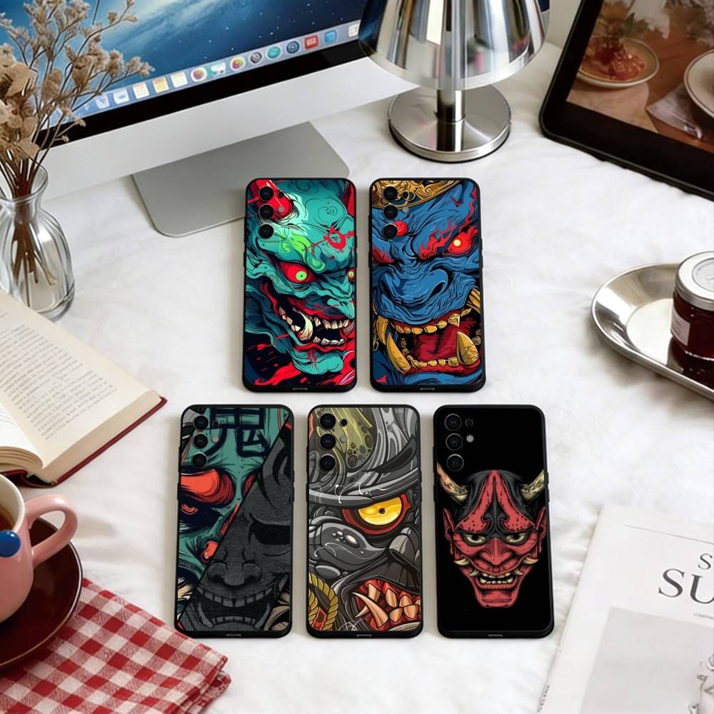 Чехол для телефона Hannya Mask для Samsung S25, S24, S21, S22, S23, S30, Ultra, S20, Plus, Fe, Lite, Note, 10, Черный чехол
