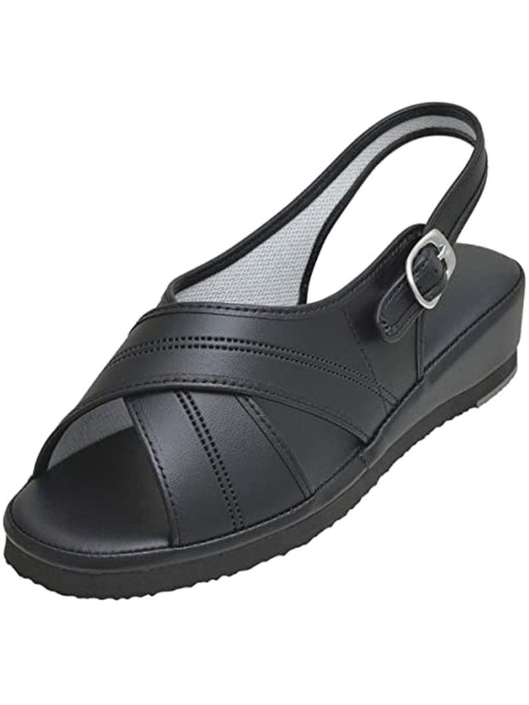 STRIX DESIGN Black Cross Size 3E Comfortable for Nurses and Office Women's Loose-Fitting Sandals, S, Wide, Lightweight, Workers, SK-011