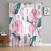 Pink Flower Spring Bloom Sheer Curtains Modern Gauze Curtain for Living Room Bedroom Voile Yarn Curtains