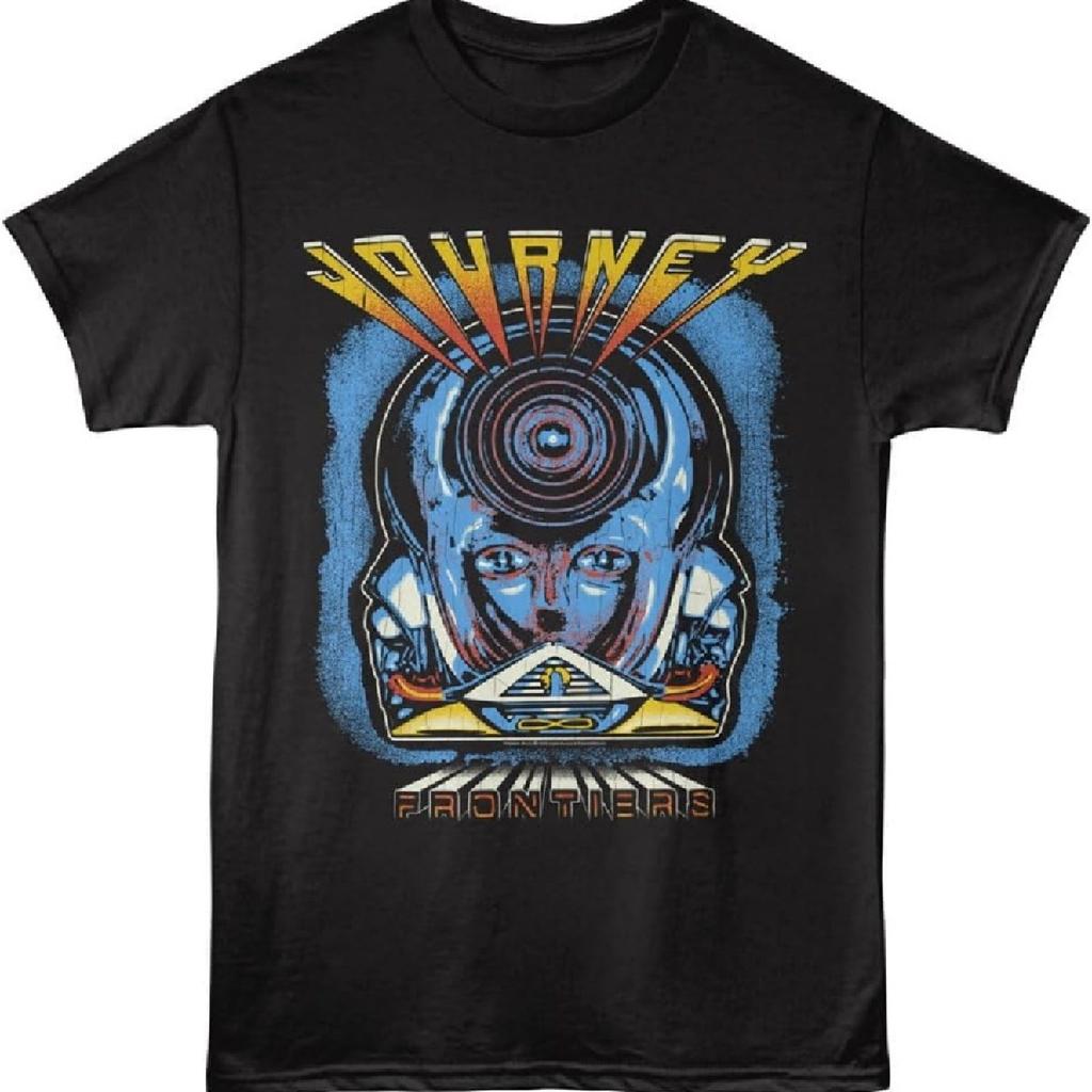 Journey Frontiers Studio Album Tshirt 80s Adult Black Short Sleeve Rock Vintage Style Graphic T Shirt Tee