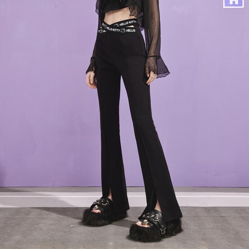 UNIFREE Women's Printed Slit Flared Casual Pants