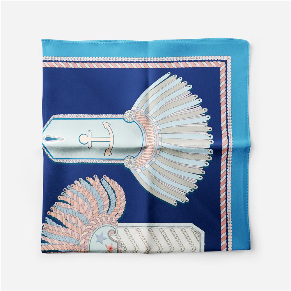 Silk Scarf Women Rope Print Square Scarves Wraps Bandana Small Hijab Foulards Lady Tie Headband Neckerchief 53CM