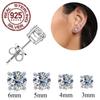 100% Sterling Silver 925 Jewelry Certificate Brilliant Round CZ 0.8ct Stud Earrings for Women Girl Gift SE013