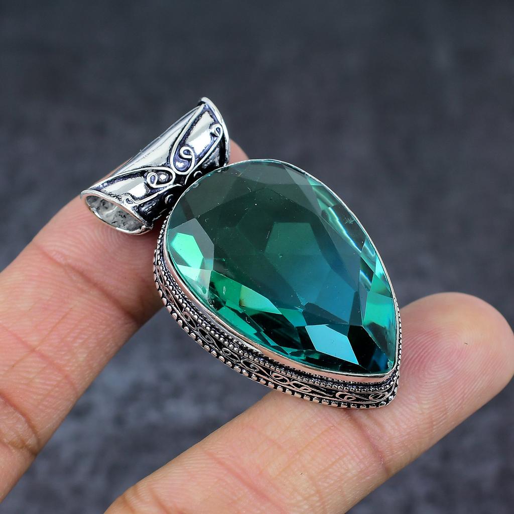 Подвеска из натурального индиголита и турмалина из стерлингового серебра 925 пробы 1,93 дюйма n0O97