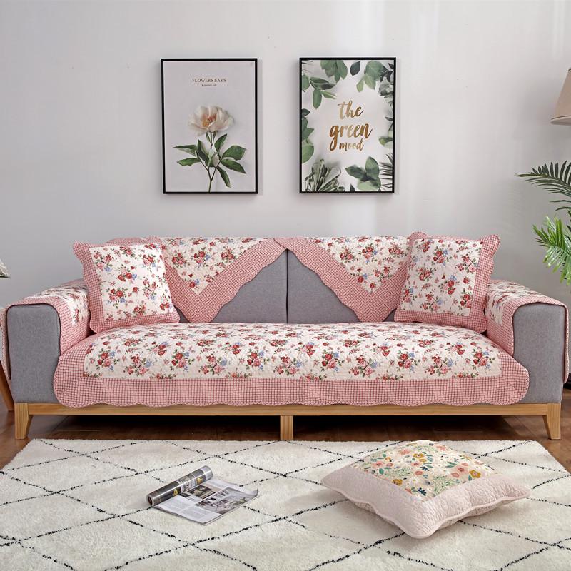 Four Seasons Universal Pastoral Printing Sofa Cushion Korean Style Small Floral Sofa Cushion Towel Hot Selling Cotton Sofa Cover