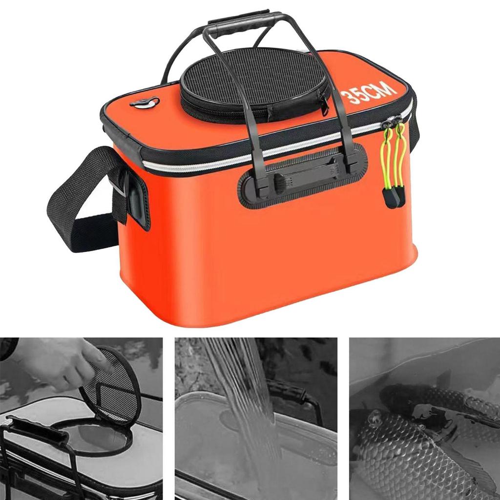 Складное рыболовное ведро с ремнем для живой рыбы, идеально для пеших походов и кемпинга