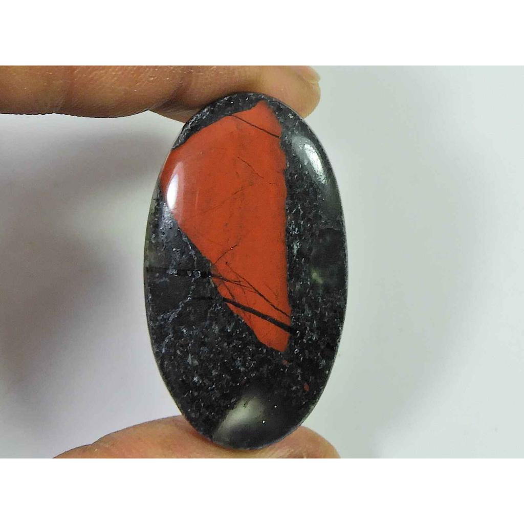 Natural Bloodstone Palm Crytsal 44Cts. Oval Cabochon Loose Gemstone 22X39MM SK-2605