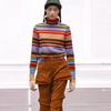 Womens High Neck Knit Sweater With Colorblock Stripe Design Slim Fit Long Sleeve Pullover Winter 2026