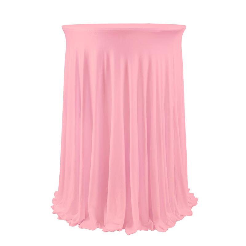 Cocktail Table Covers 32"x 43" Champagne Cocktail Table Tablecloth with Natural Wavy Round Skirt for Bar Wedding Party Banquet Decoration