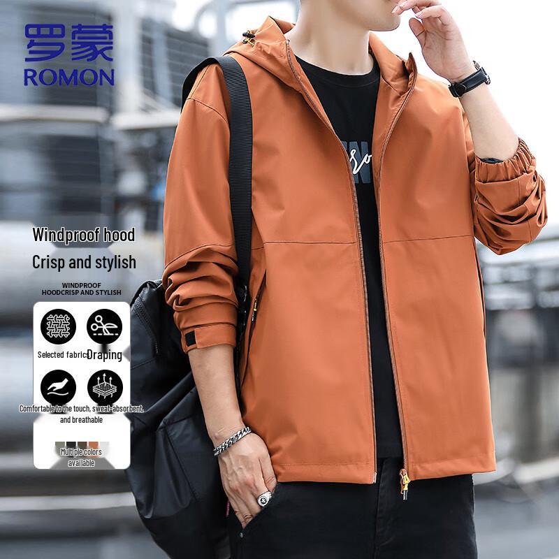 ROMON Мужская осенняя ветрозащитная куртка с капюшоном в деловом повседневном стиле
