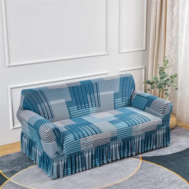 Flower Style Elastic Sofa Cover Double Sofa Large Skirt Full Cover Four Seasons Universal Set Full Set Sofa Cover Cloth Cushion
