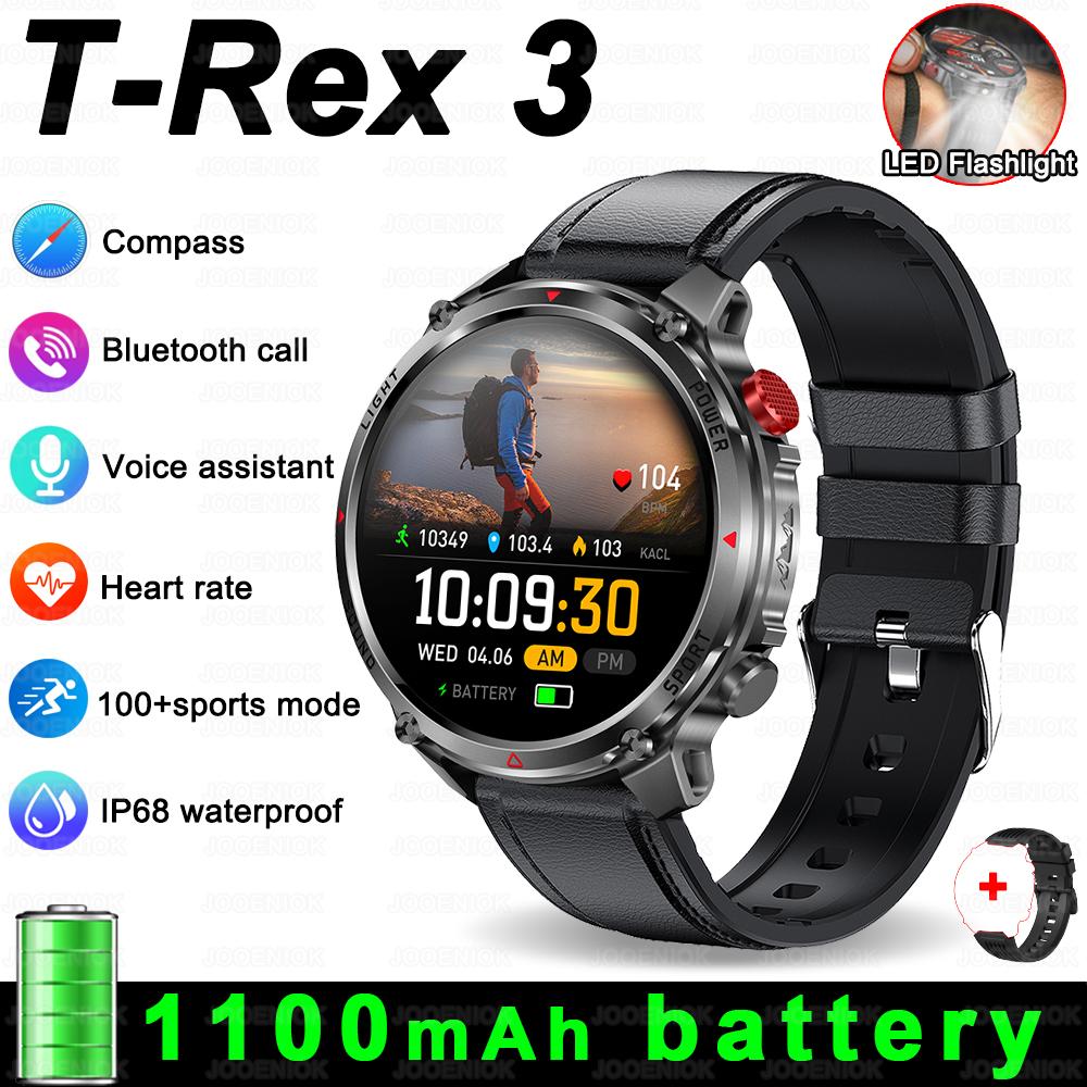 2026 Новые Умные Часы T-Rex 3 Ultra Military 1100 мАч 5ATM IP69K Компас Высотомер AMOLED LED Фонарик GPS Умные Часы Мужские 2